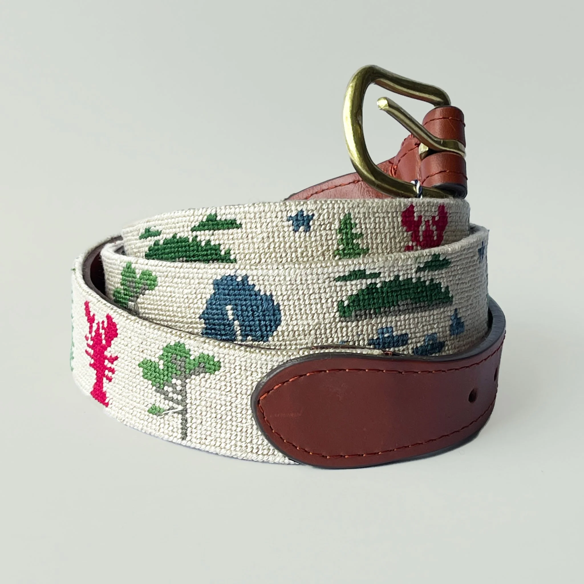 Island Summer Needlepoint and Leather Belt — Swallowfield